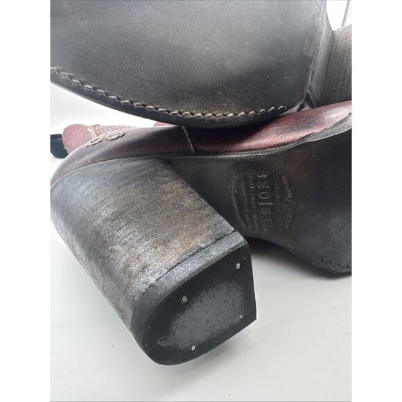 Bed Stu Insight Distressed Leather Cobbler Stacked Heel Boots Women's Size 7 - Picture 6 of 9